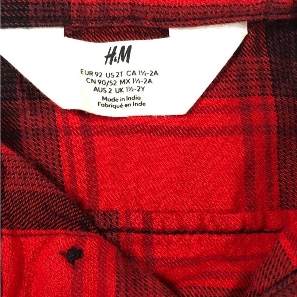 4/$20 H&M Red Plaid  Long Sleeve Shirt - Picture 4 of 4